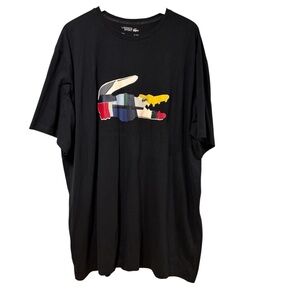 Lacoste Men's Black Tee with Colorful Logo
